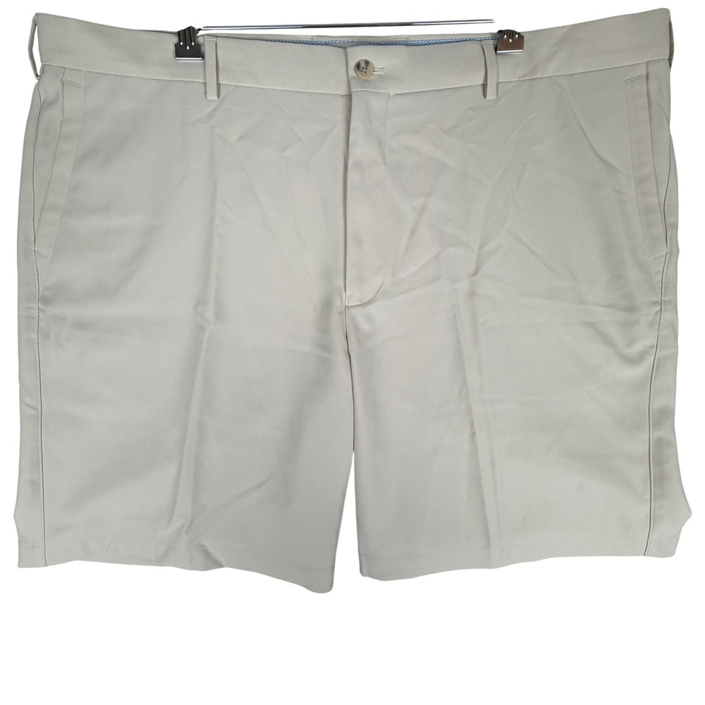 Peter Millar Golf Shorts Mens 42 Khaki Performance Polyester Adios Embroidered